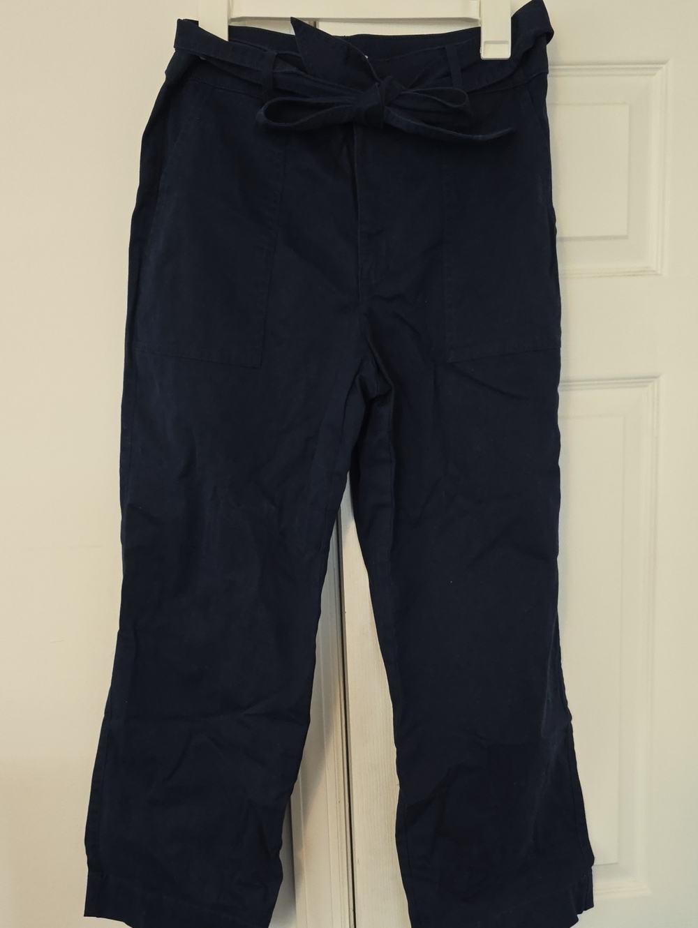LOFT Navy Paperbag Chinos with Self-Tie Belt